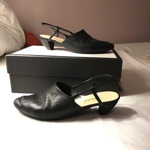 Marsèll Black Leather Slingback Mules Heels 36.5